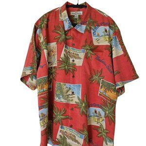 Tommy Bahama Men's Tropical Print short sleeve Red Vacation Shirt size XL